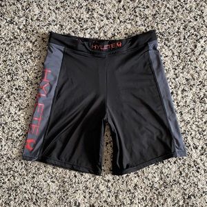 Hylete Athletic Gym Shorts Black Grey Red Medium